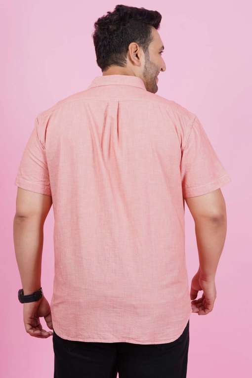 Men Pink Half Sleeve Casual Shirt