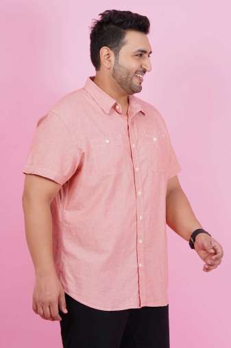 Men Pink Half Sleeve Casual Shirt