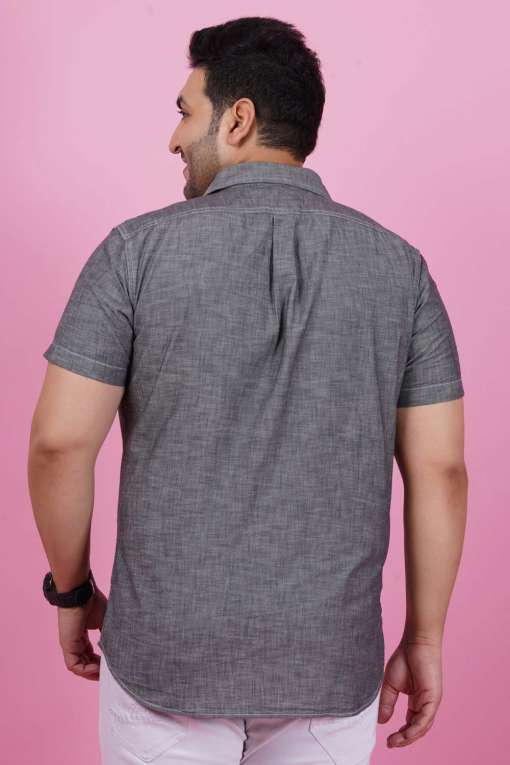 Men Grey Casual Half Sleeve Shirt
