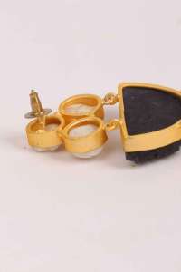 Black Druzy Pearl Monochrome Earring