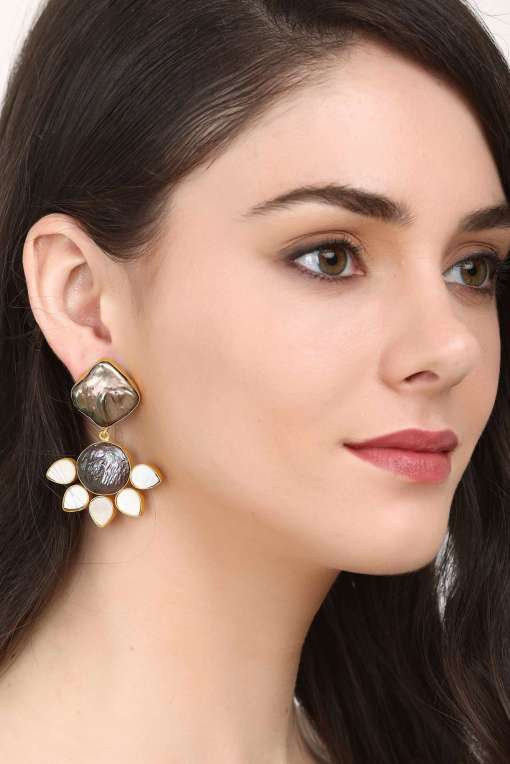 Black Pearl Enamel Earrings
