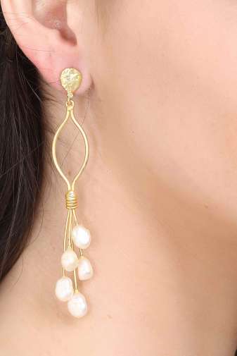 White Long Pearl Earrings