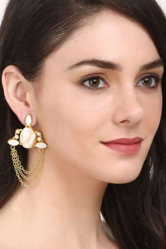 White Pearl Tassel Earrings