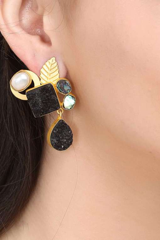 Multi Stone Gold Earrings