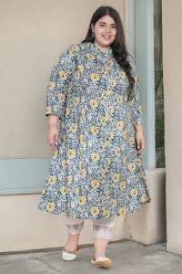 All Over Floral Printed A-line Kurti