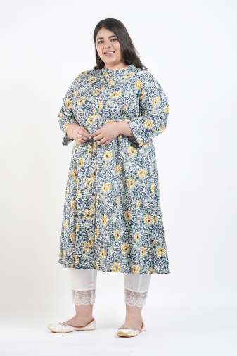 All Over Floral Printed A-line Kurti