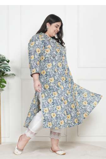 All Over Floral Printed A-line Kurti