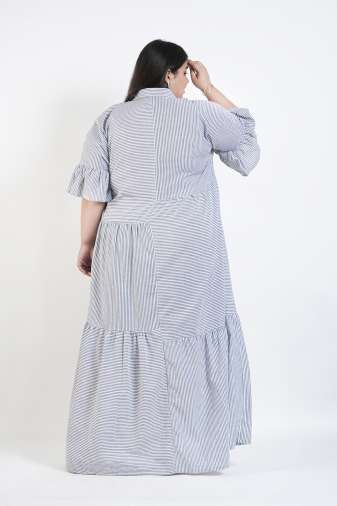 Grayish Stripes Maxi Dress