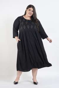 Black Twilight Embroidery Shirt Dress