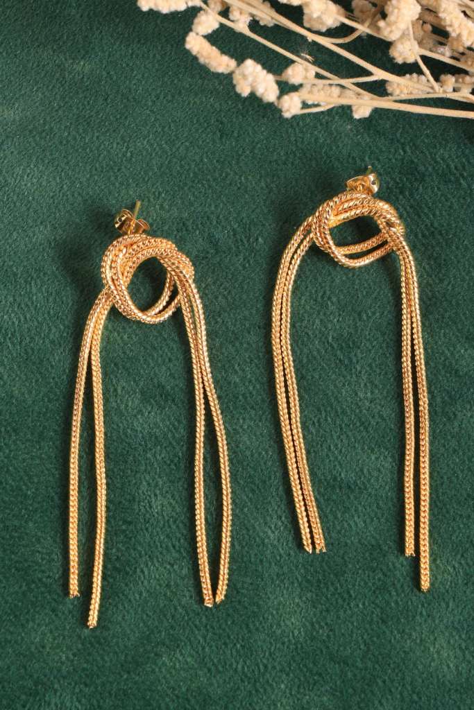 Knotted Chain Fringe Drop Earrings