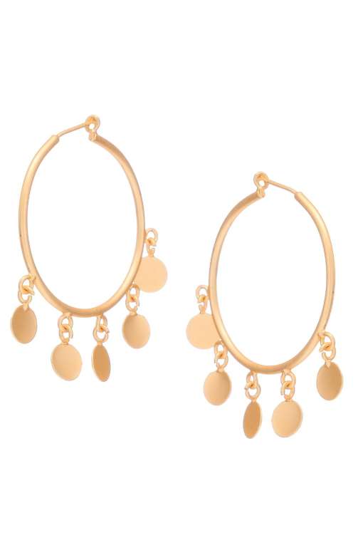 Gold Hoops with Small Coin Danglers
