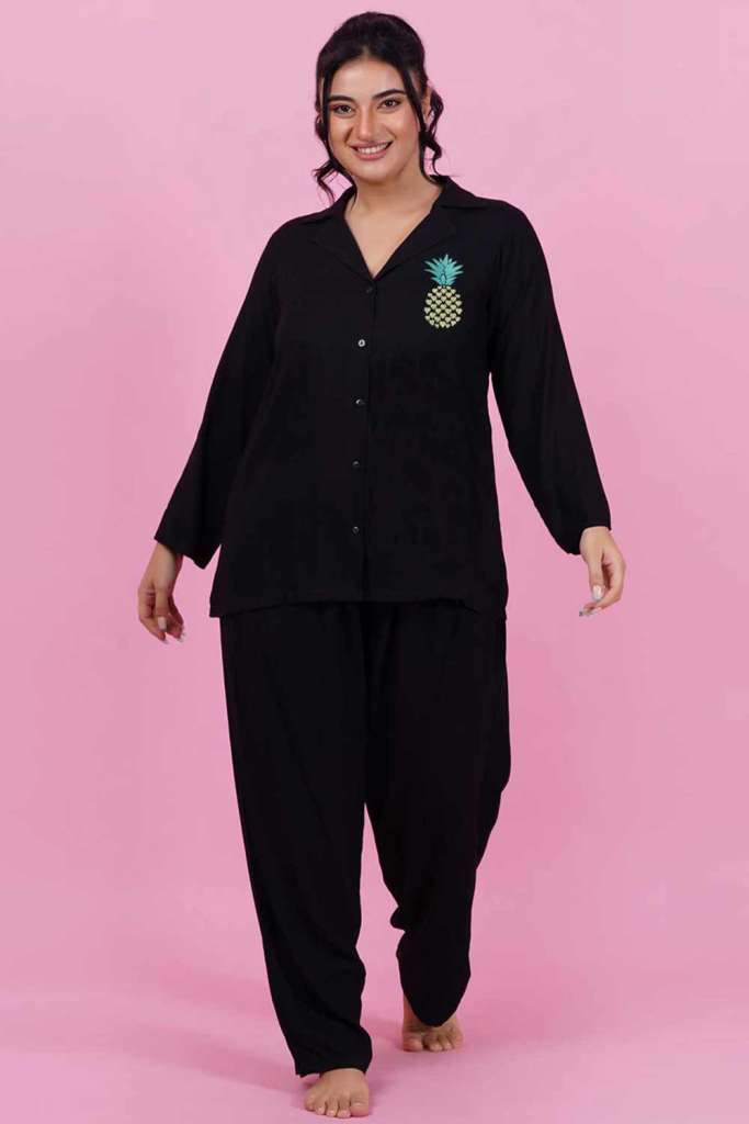 Pineapple Embroidered Night Suit Set