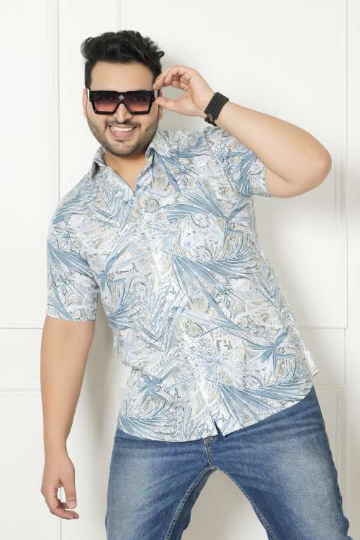 Plus Size Cool Frosty Print Men Half Sleeve Shirt | LASTINCH