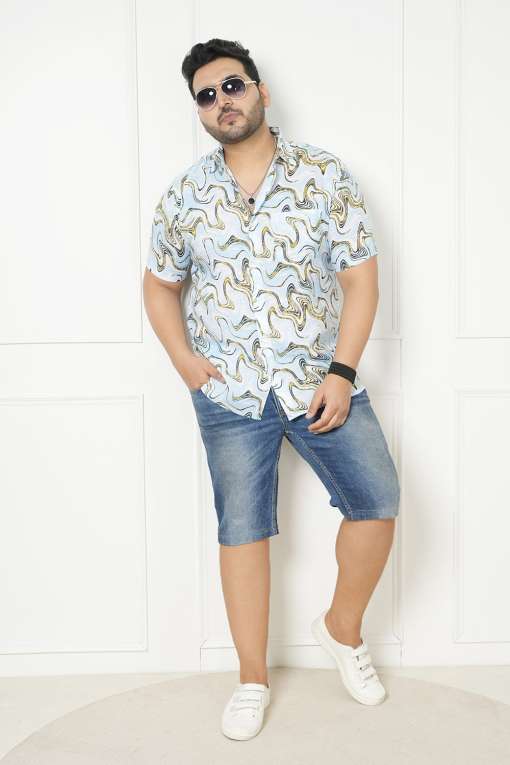 Plus Size Marble Print Men Half Sleeve Shirt | LASTINCH