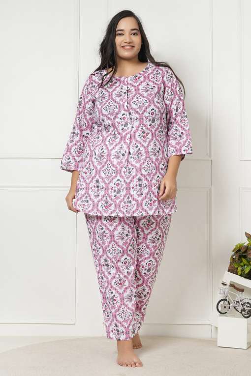 LastInch Fresh Floral Print Night Suit Set