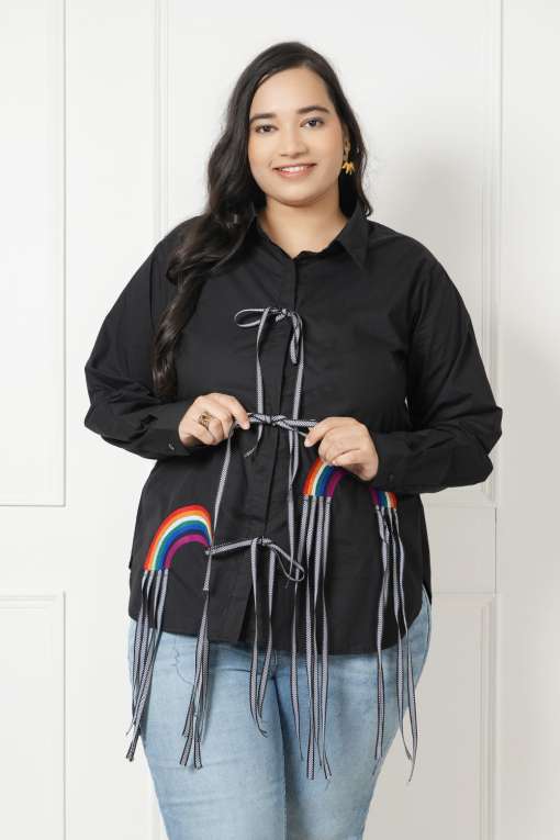 LastInch Women Ravishing Rainbow Embroidered Shirt